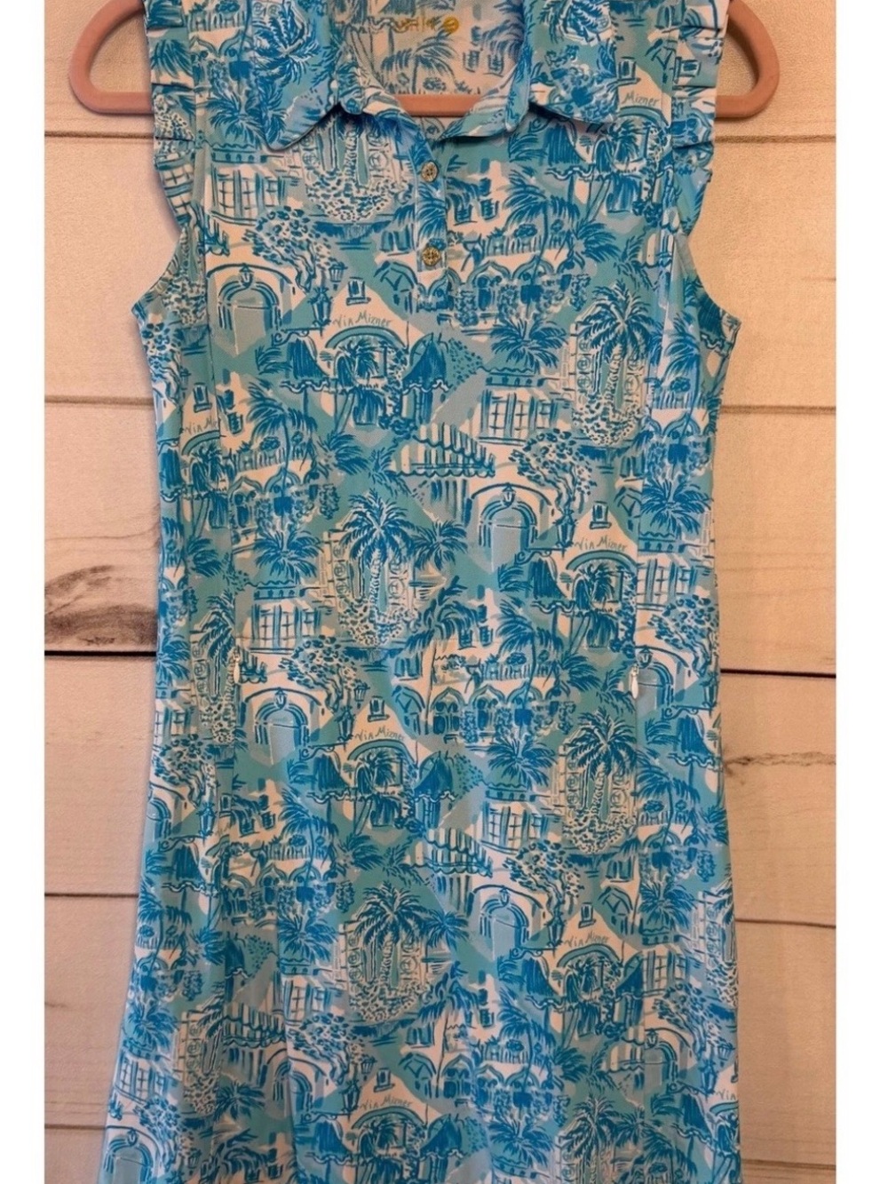 Lilly Pulitzer Blue & White Tropical Print activewear luxletic Mini Dress